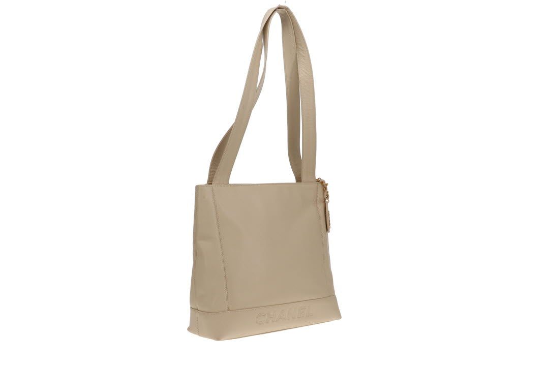 Chanel Vintage Tote Light Beige Caviar Leather 1997/99