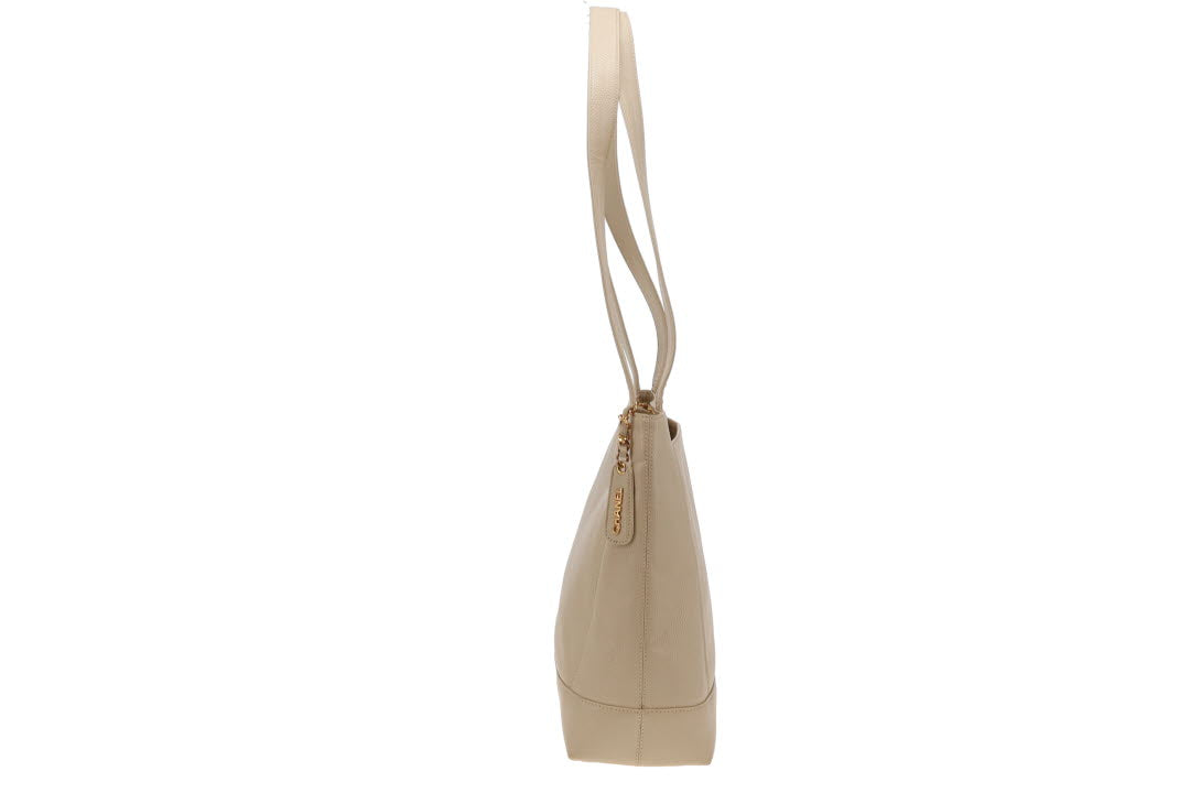 Chanel Vintage Tote Light Beige Caviar Leather 1997/99