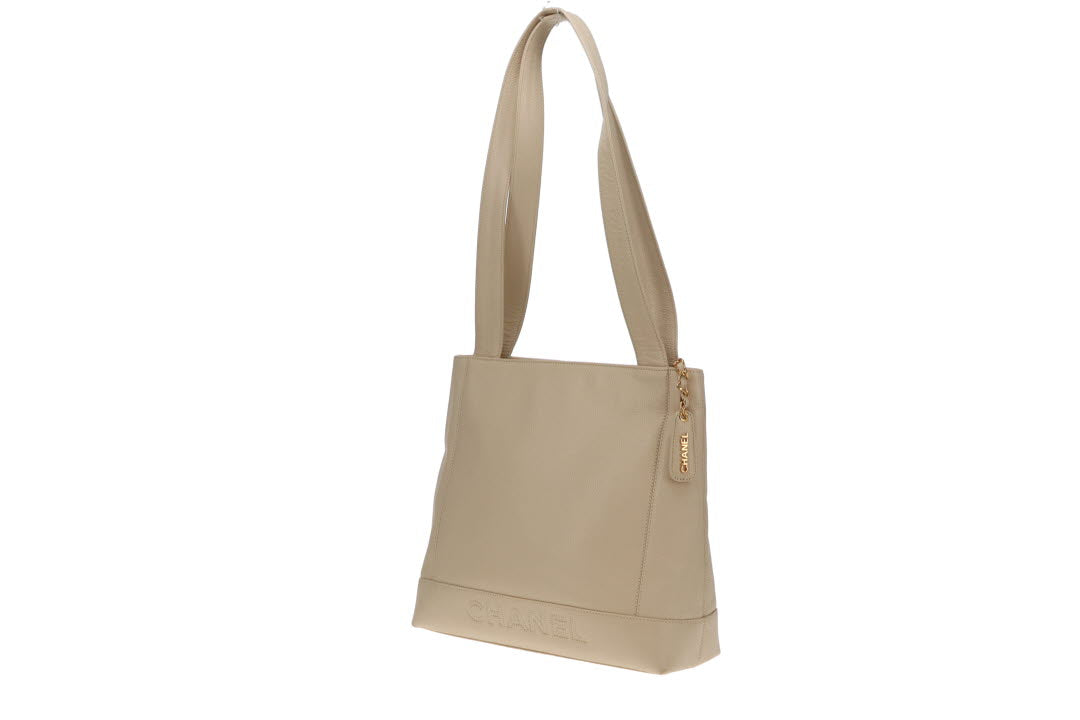 Chanel Vintage Tote Light Beige Caviar Leather 1997/99