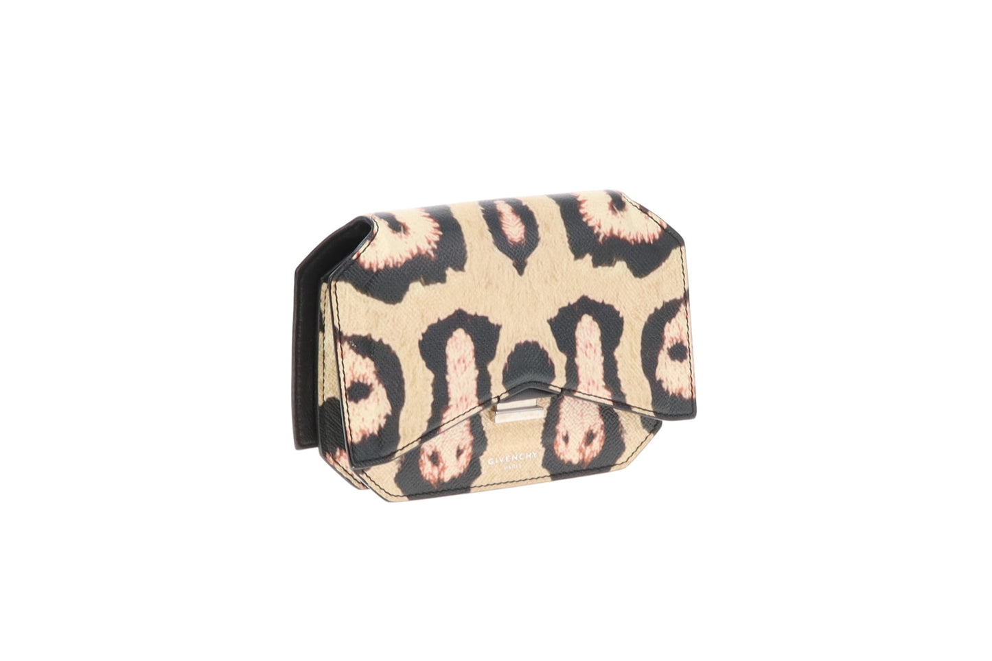 Givenchy Jaguar Print Grainy Calfskin Leather Bow Cut Wallet On Chain