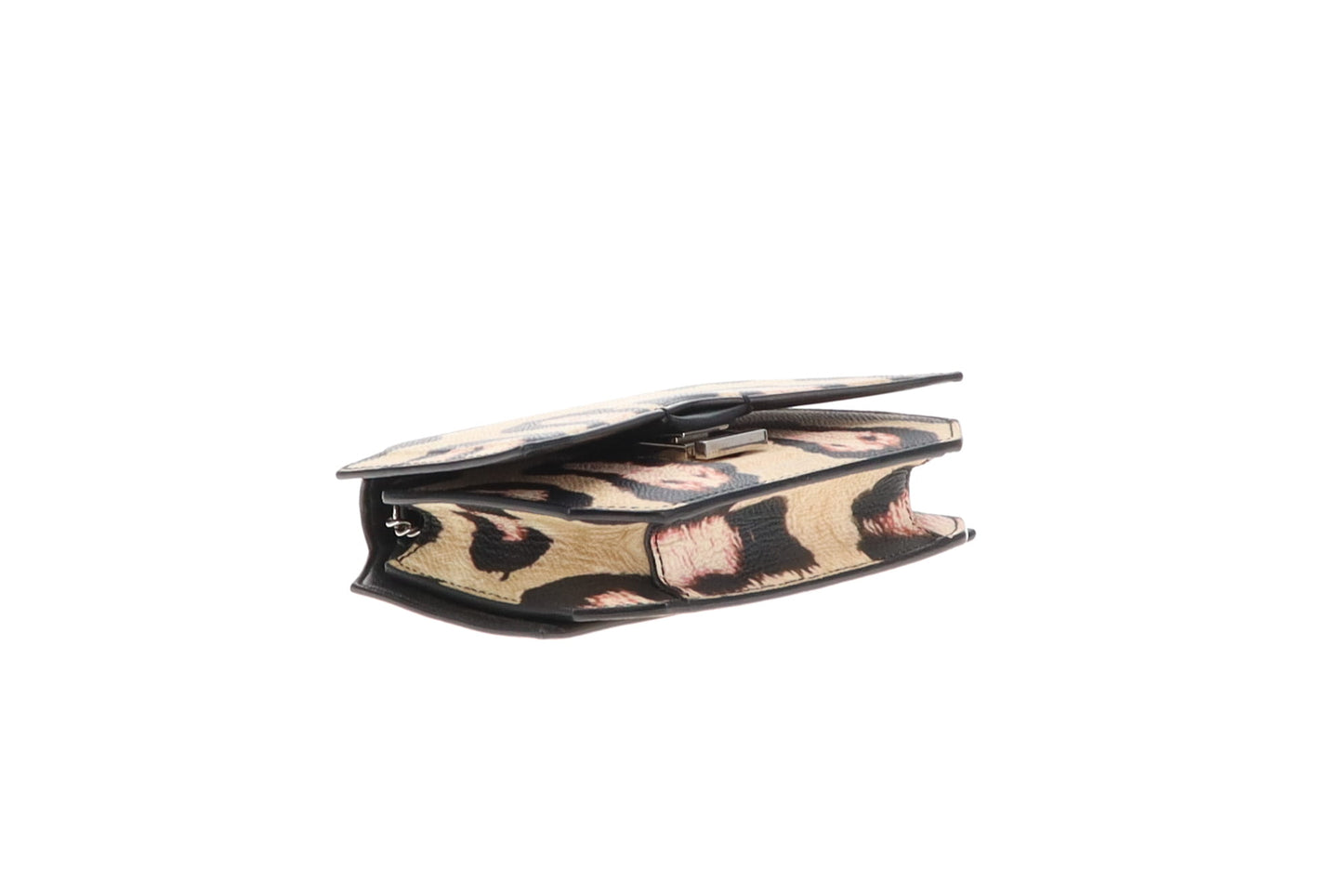 Givenchy Jaguar Print Grainy Calfskin Leather Bow Cut Wallet On Chain