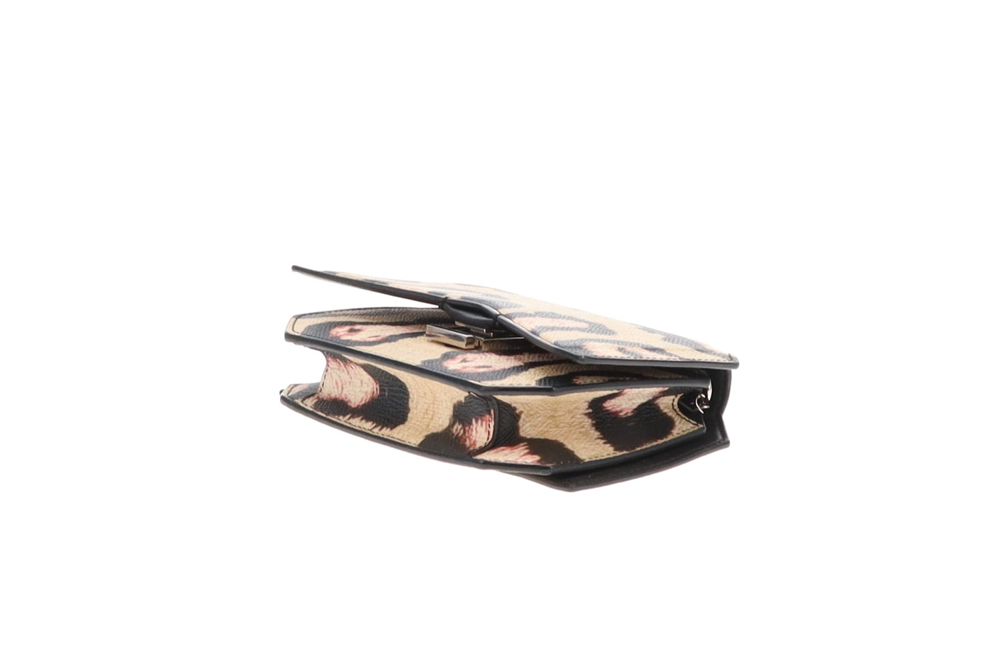 Givenchy Jaguar Print Grainy Calfskin Leather Bow Cut Wallet On Chain