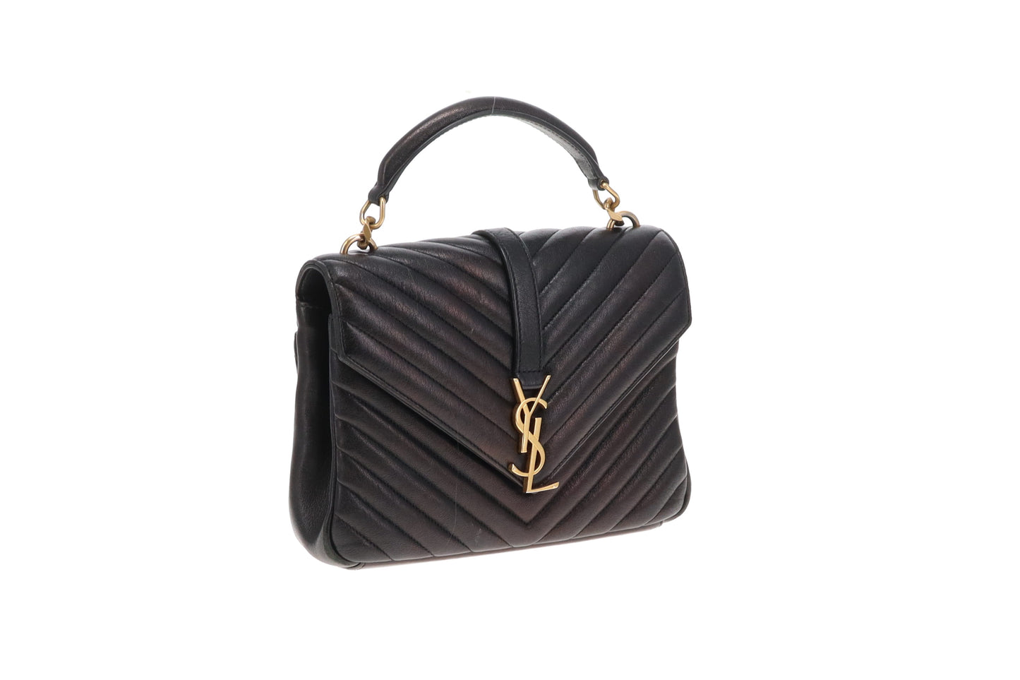 Saint Laurent College Chain Bag Medium Black Leather GHW
