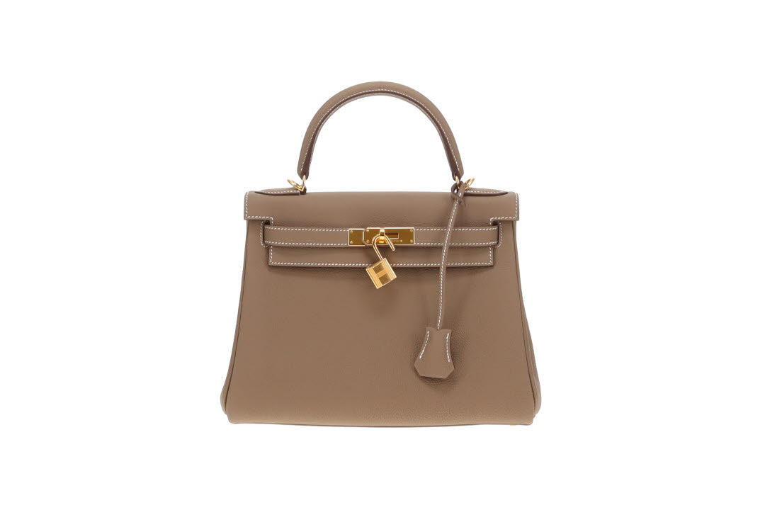 Hermes Kelly 28 Etoupe Togo Leather 2022 Full Set