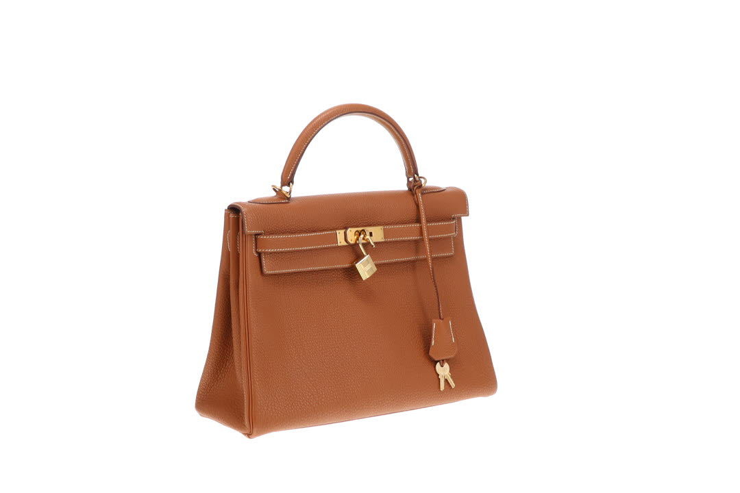 Hermes Kelly 32 In Gold Togo Leather 2003 Vintage