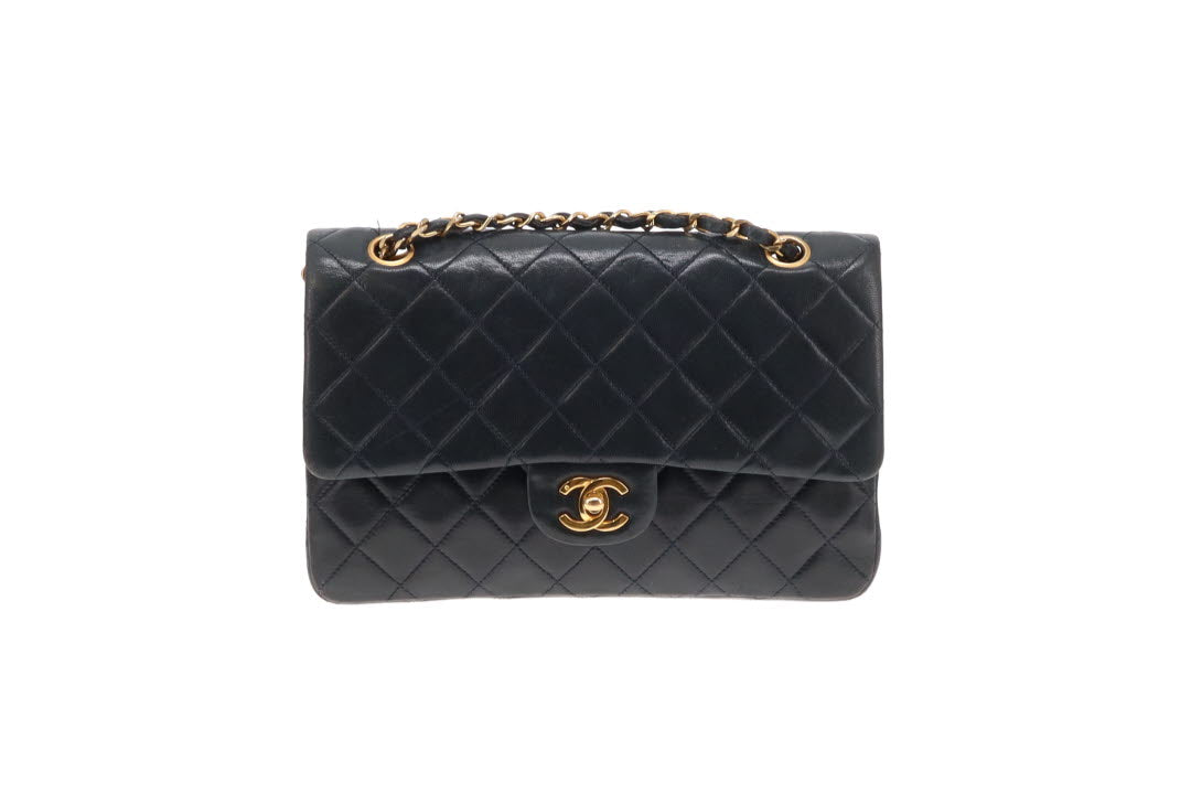 Chanel Classic Double Flap Navy Lambskin Vintage 1986/88