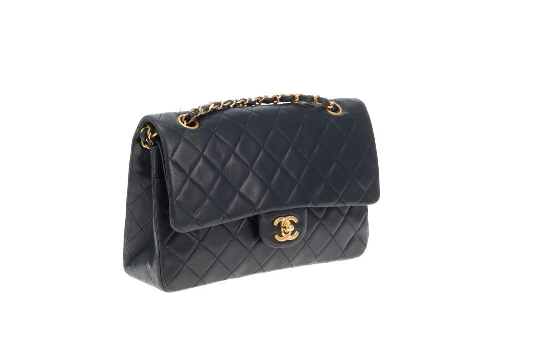 Chanel Classic Double Flap Navy Lambskin Vintage 1986/88