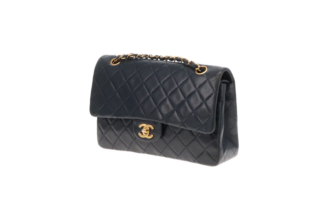 Chanel Classic Double Flap Navy Lambskin Vintage 1986/88