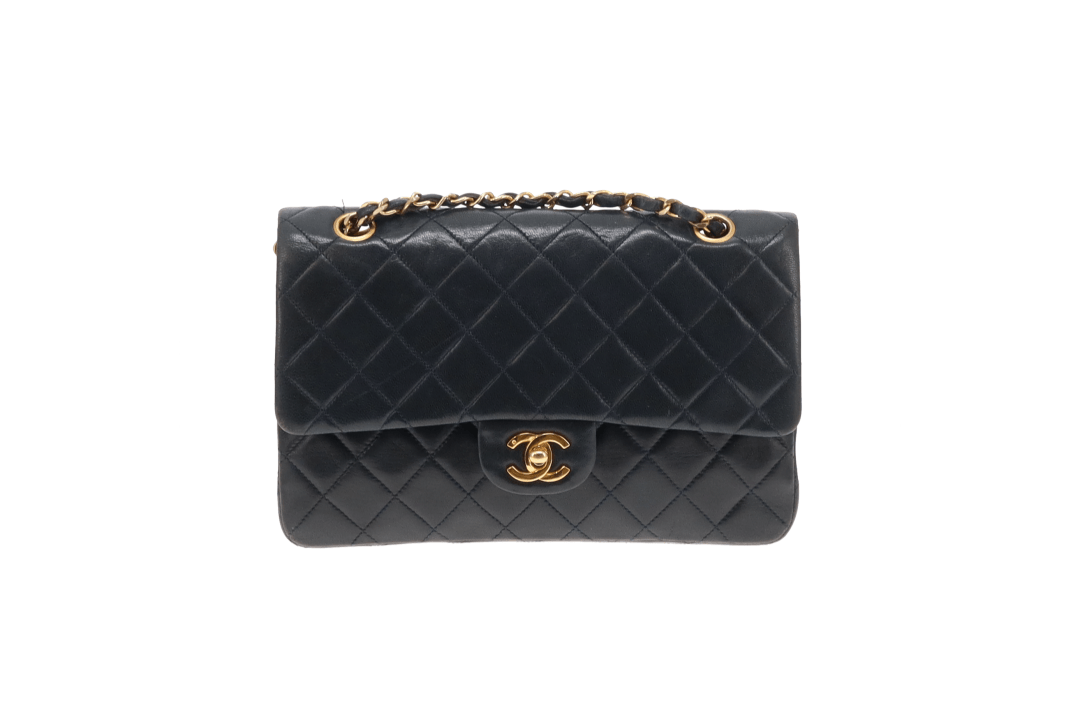 Chanel Classic Double Flap Navy Lambskin Vintage 1986/88