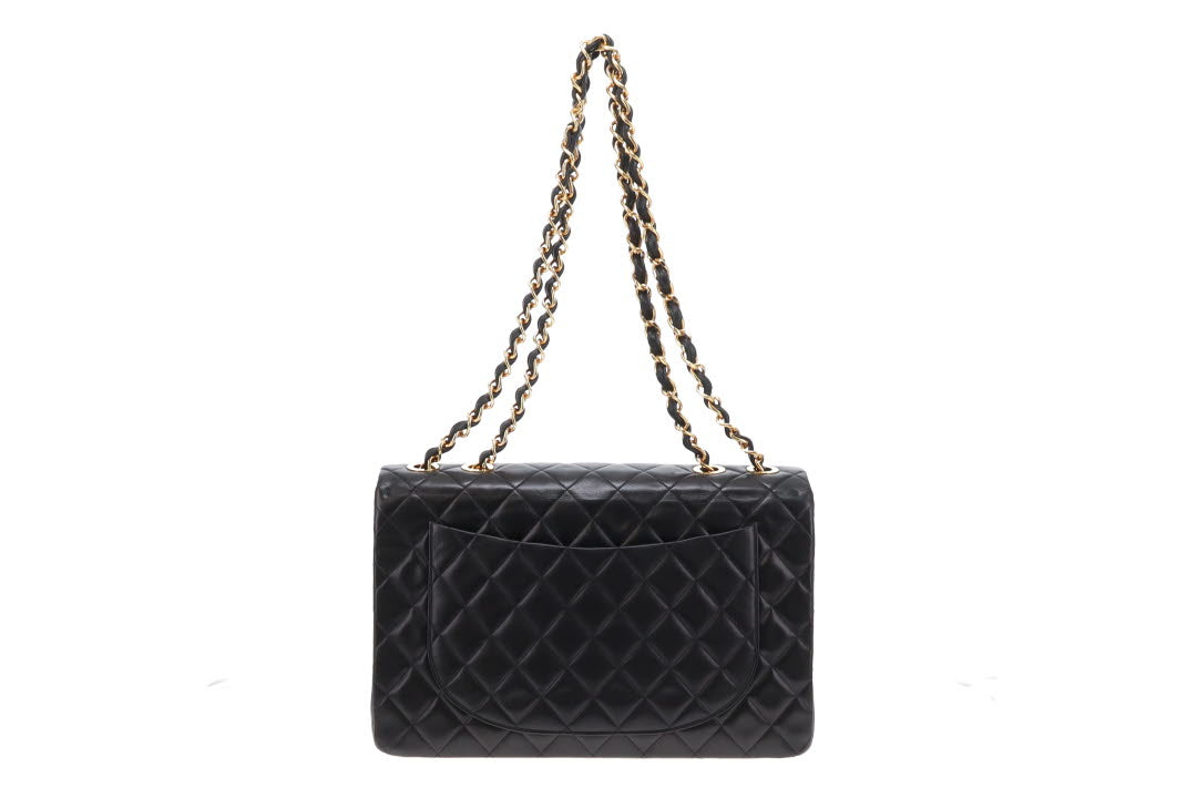 Chanel Black Vintage Lambskin Maxi Single Flap 1991/94