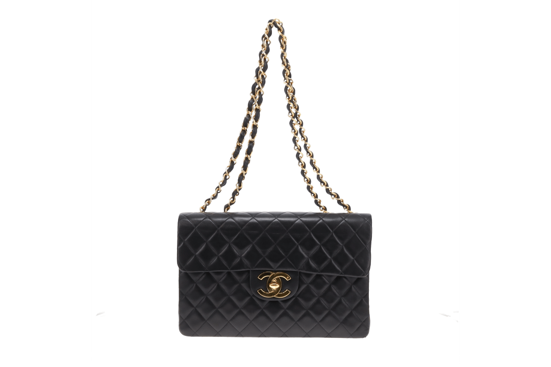 Chanel Black Vintage Lambskin Maxi Single Flap 1991/94