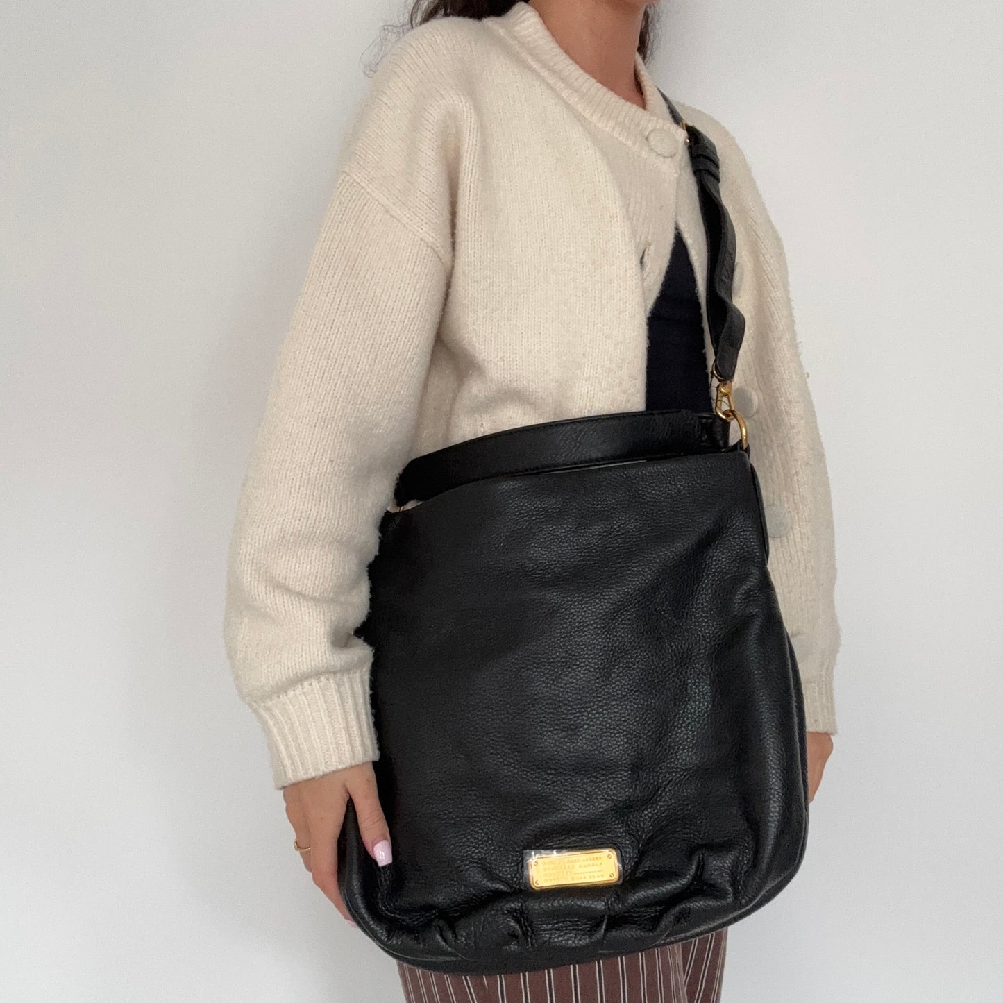 Marc Jacobs Q Hillier Leather Hobo Black Leather