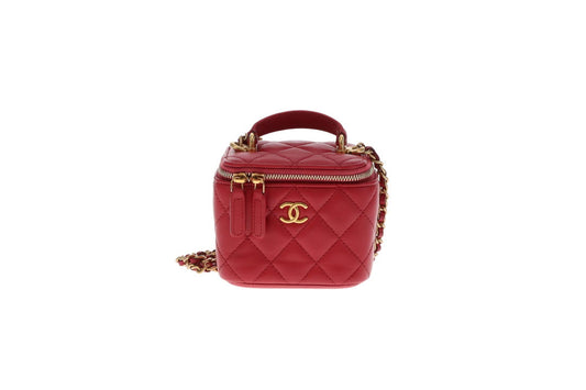 Chanel Top Handle Vanity Mini Raspberry GHW 2021