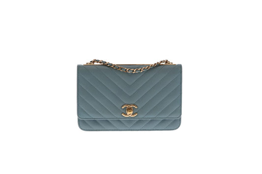 Chanel Trendy Wallet on Chain Sea Blue GHW 2018