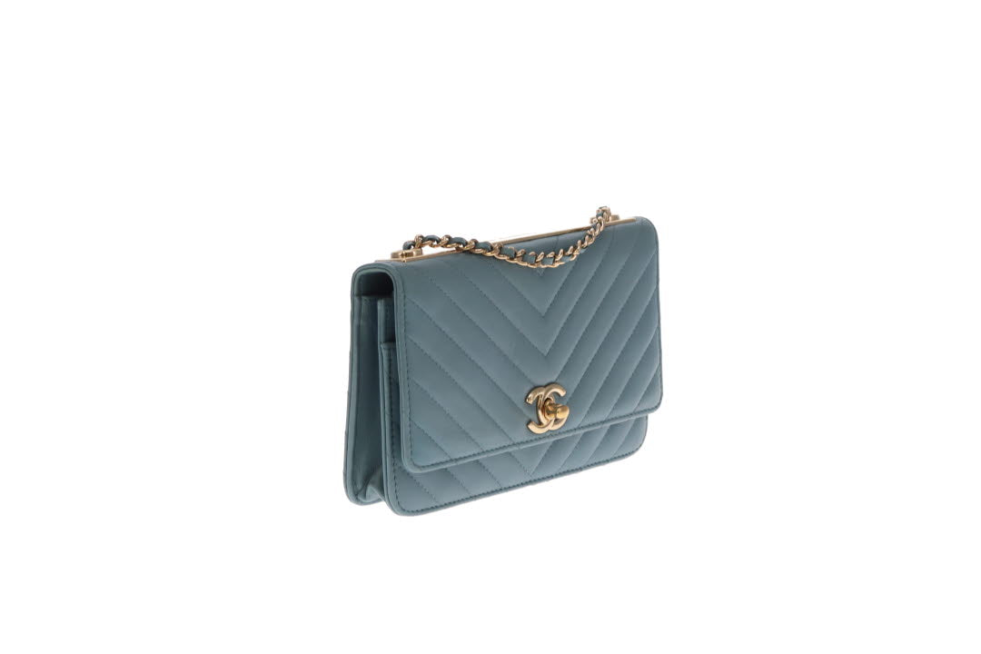 Chanel Trendy Wallet on Chain Sea Blue GHW 2018