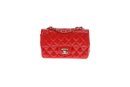 Chanel Mini Rectangle Flap Bag Red Patent GHW 2019