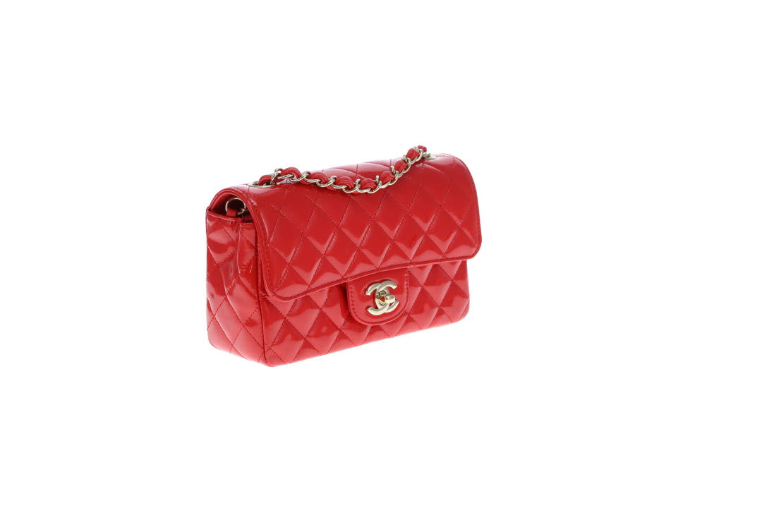 Chanel Mini Rectangle Flap Bag Red Patent GHW 2019