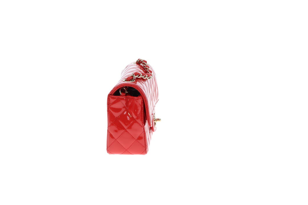 Chanel Mini Rectangle Flap Bag Red Patent GHW 2019