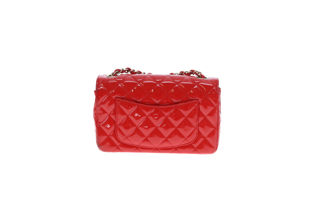 Chanel Mini Rectangle Flap Bag Red Patent GHW 2019