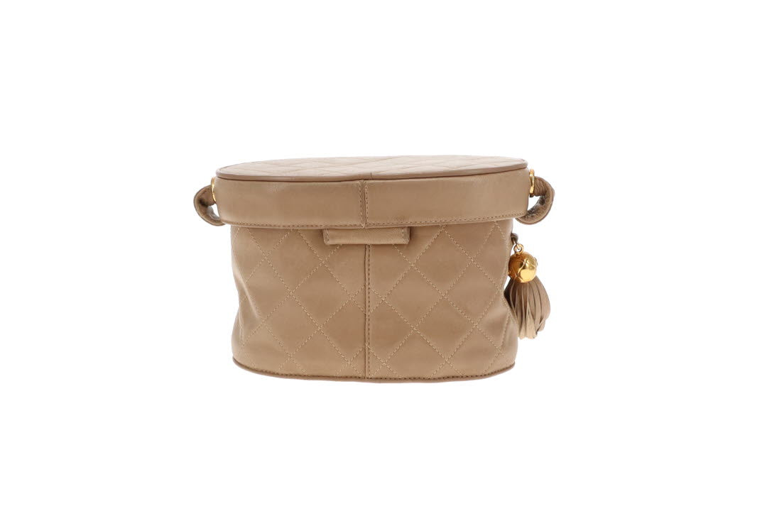Chanel Tassel Vanity Bag Beige Quilted Lambskin Vintage