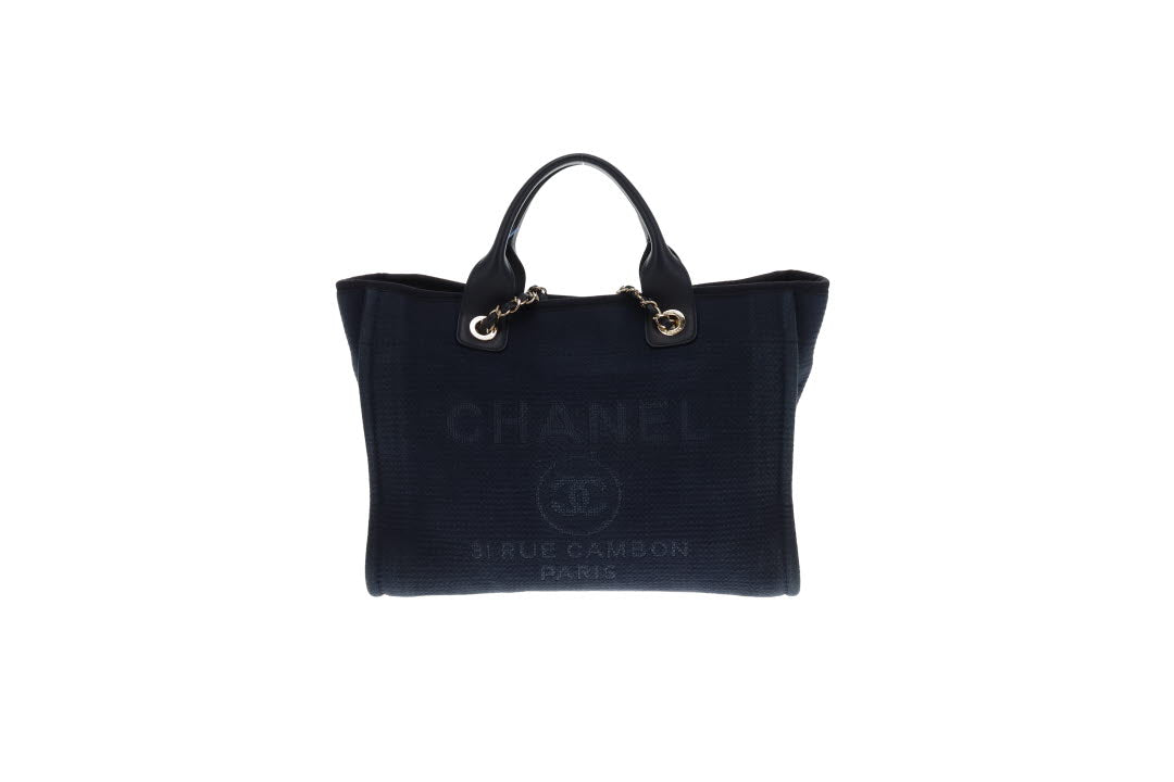 Chanel Small Deauville Tote Navy Blue 2022