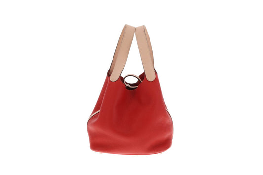 Hermes Picotin Lock 22 Taurillon Clemence & Swift Eclat MM Rouge Tomate & Rose Eglantine