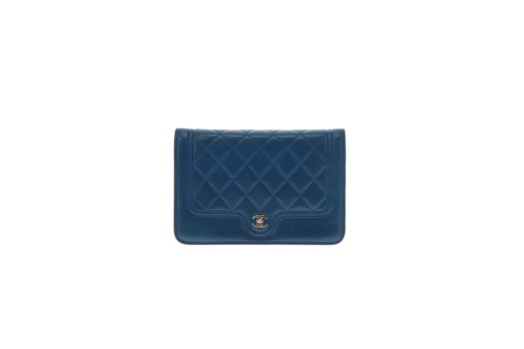 Chanel Wallet On Chain Navy Quilted Lambskin with Pink Interior 2016/17