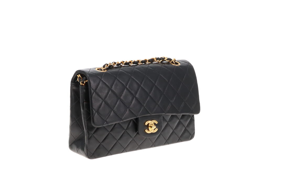 Chanel Classic Lambskin Double Flap Medium Black 1996/97