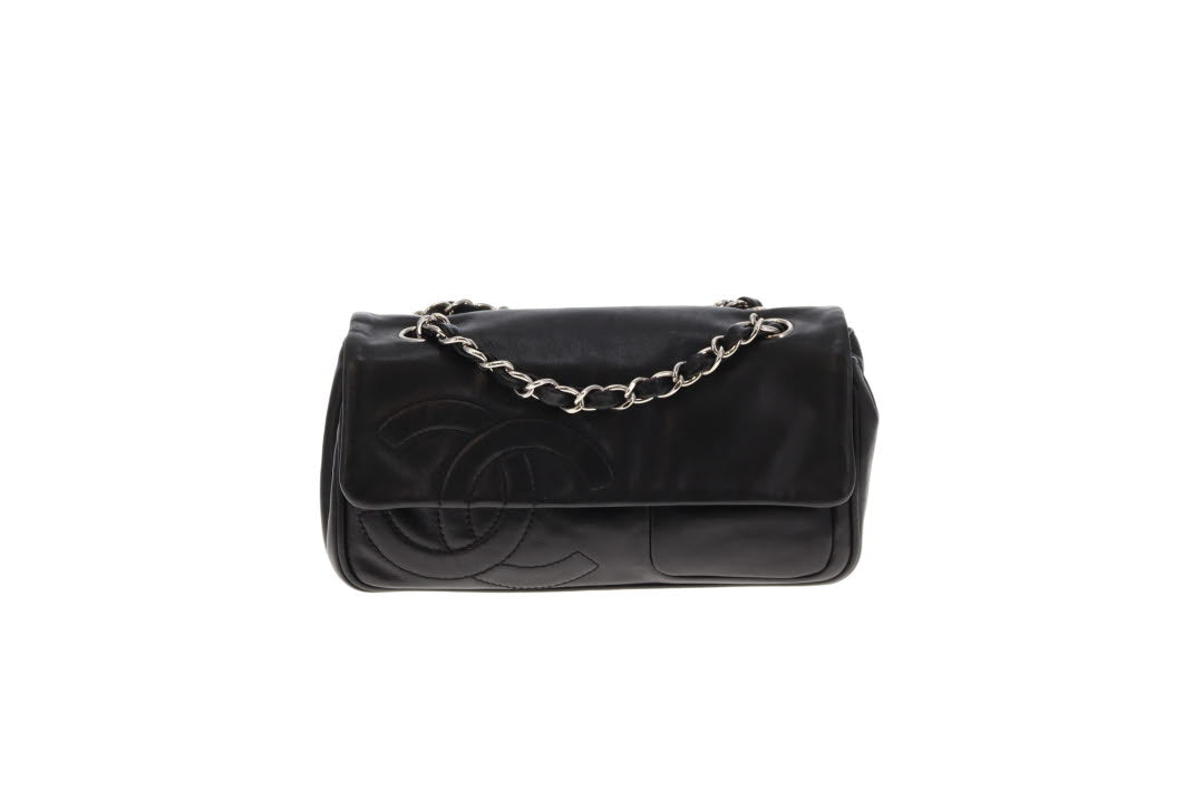 Chanel Diagonal CC Flap Bag Black Lamskin 2006/08