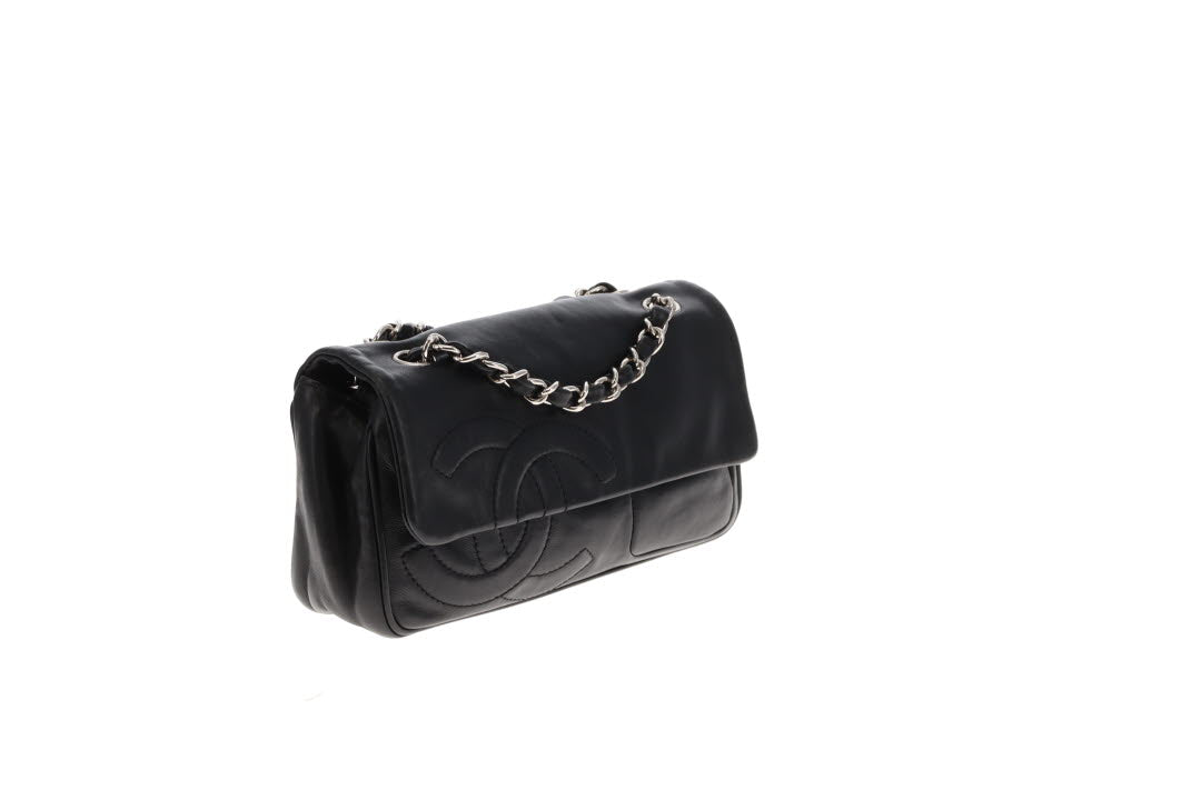 Chanel Diagonal CC Flap Bag Black Lamskin 2006/08