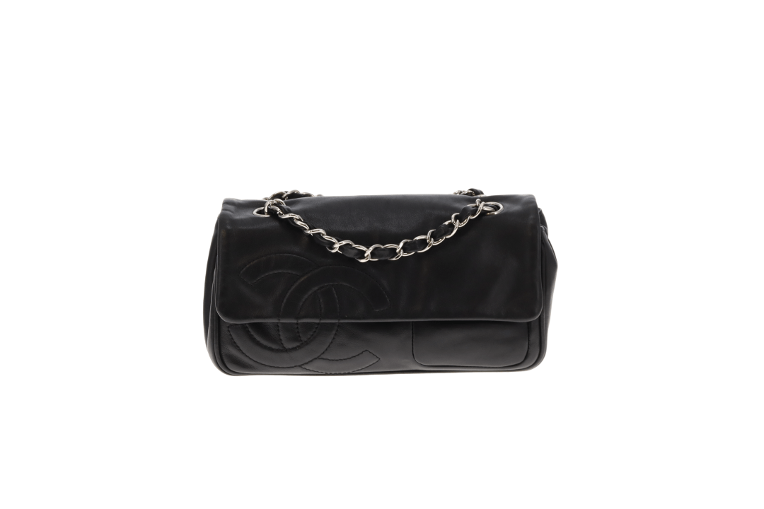 Chanel Diagonal CC Flap Bag Black Lamskin 2006/08