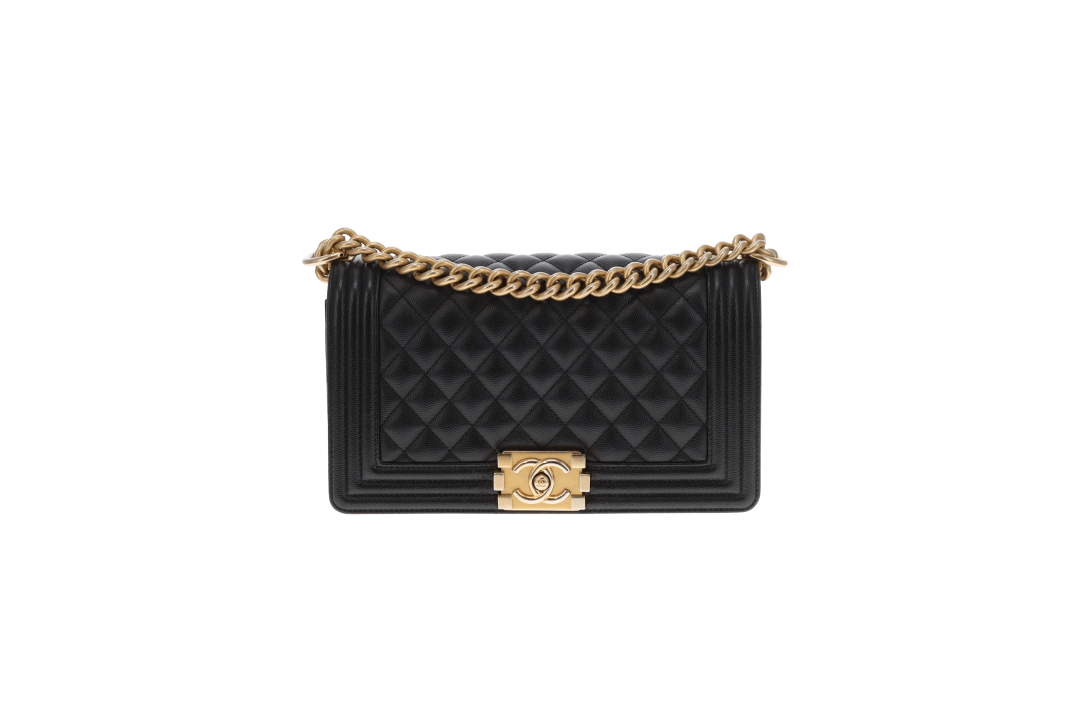 Chanel Medium Boy Bag In Black Caviar Leather GH 2019