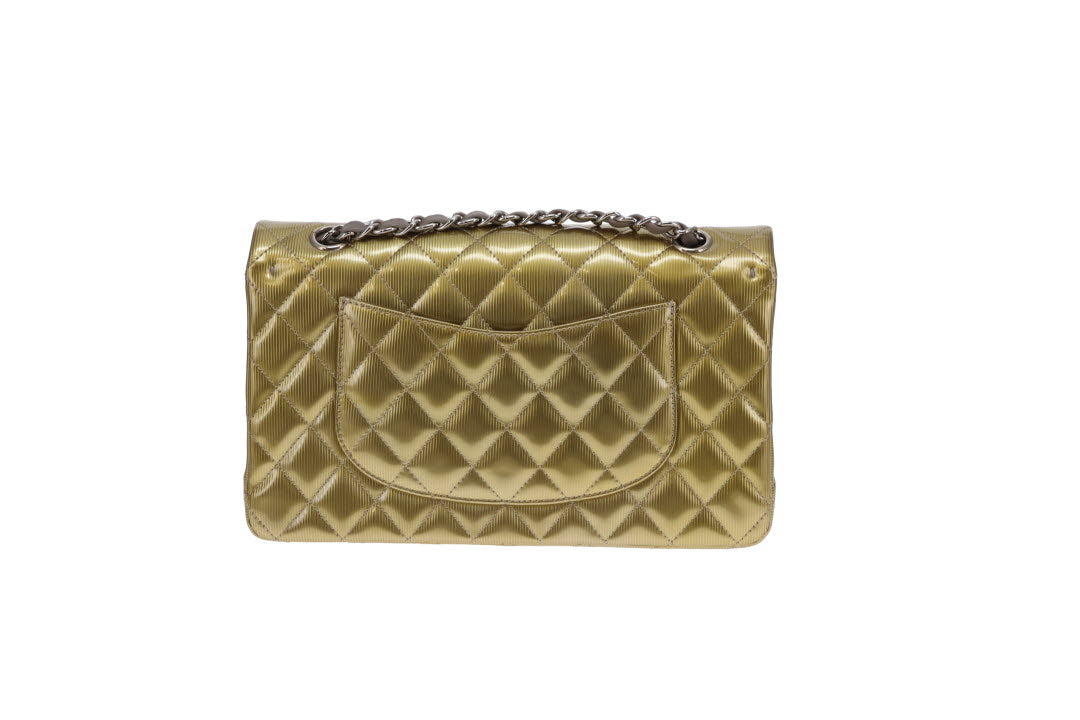 Chanel Classic Double Flap Bag Seasonal Gold Patent Leather SHW 2012