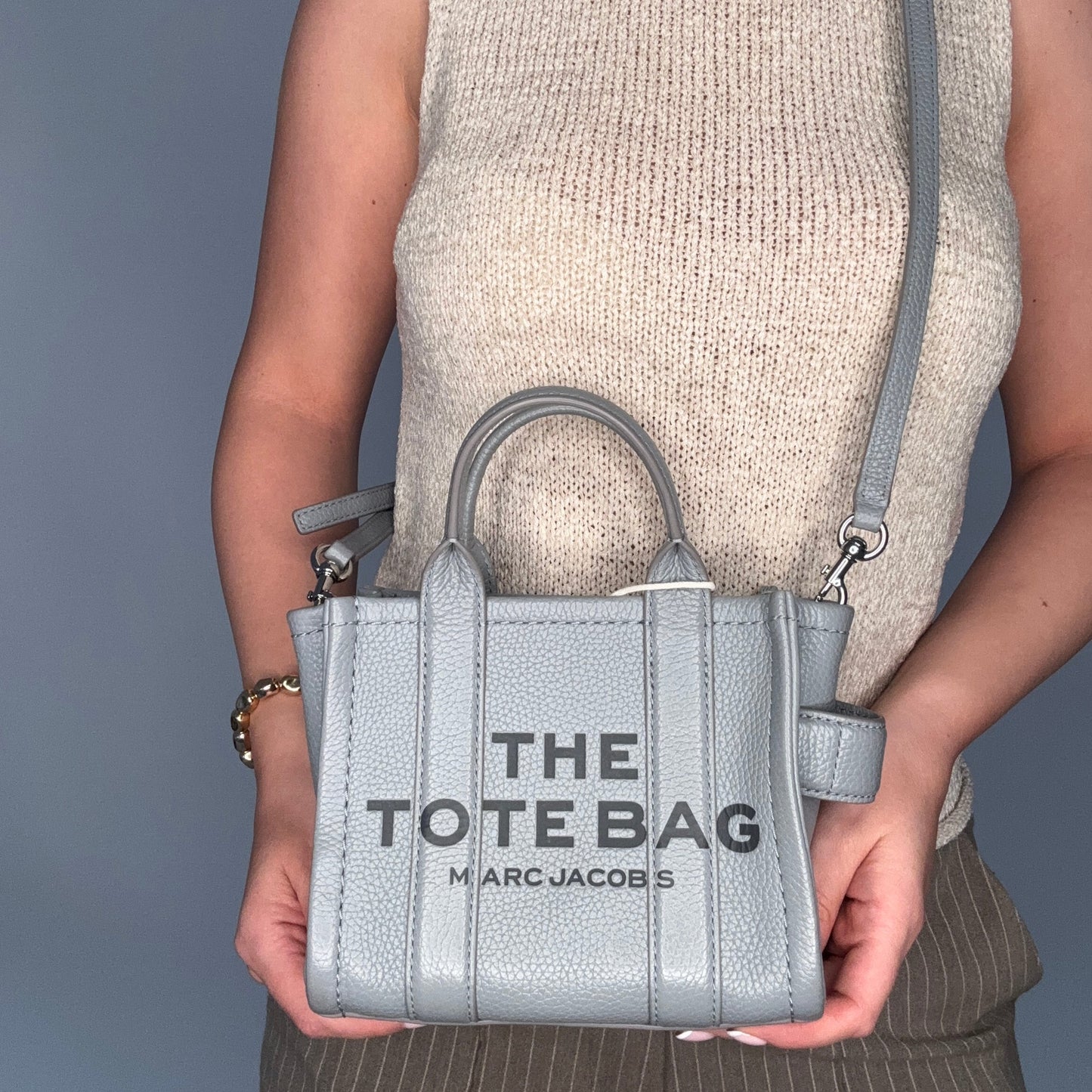 Marc Jacobs The Tote Bag Mini Wolf Grey Leather