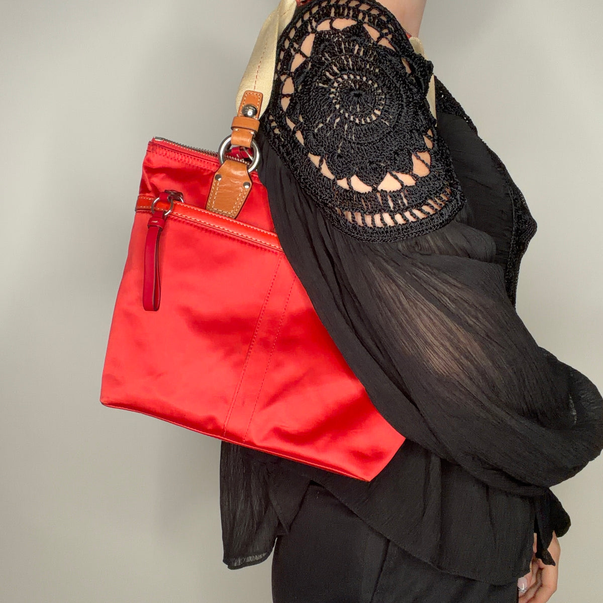 Coach Hampton Small Red Nylon Tote