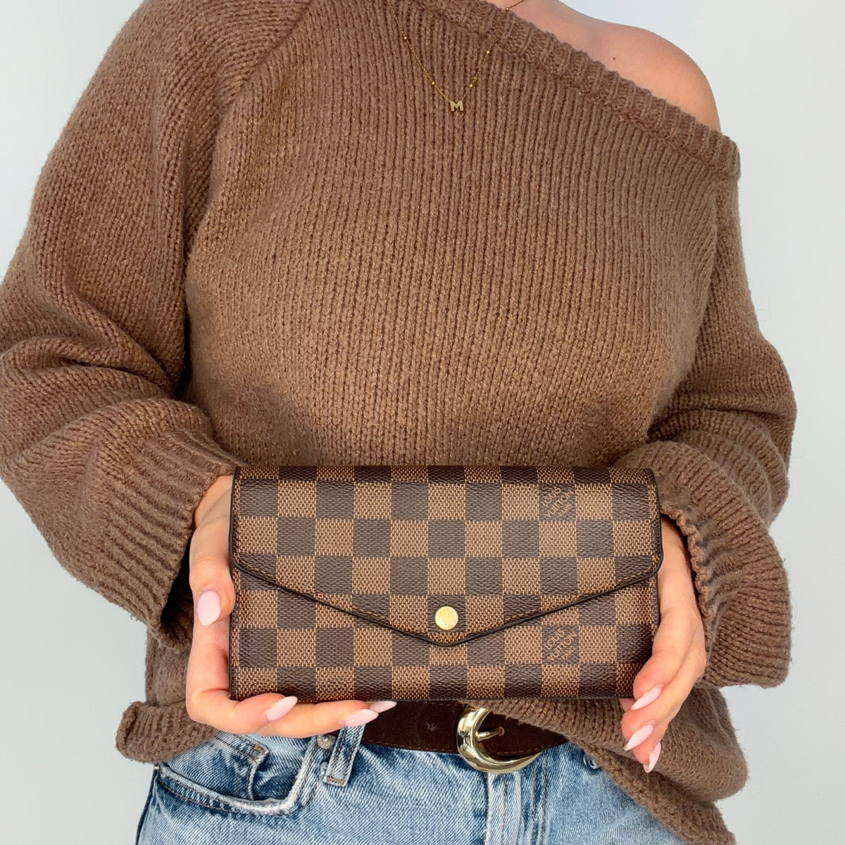 Louis Vuitton Sarah Wallet Damier Ebene Rose Ballerine