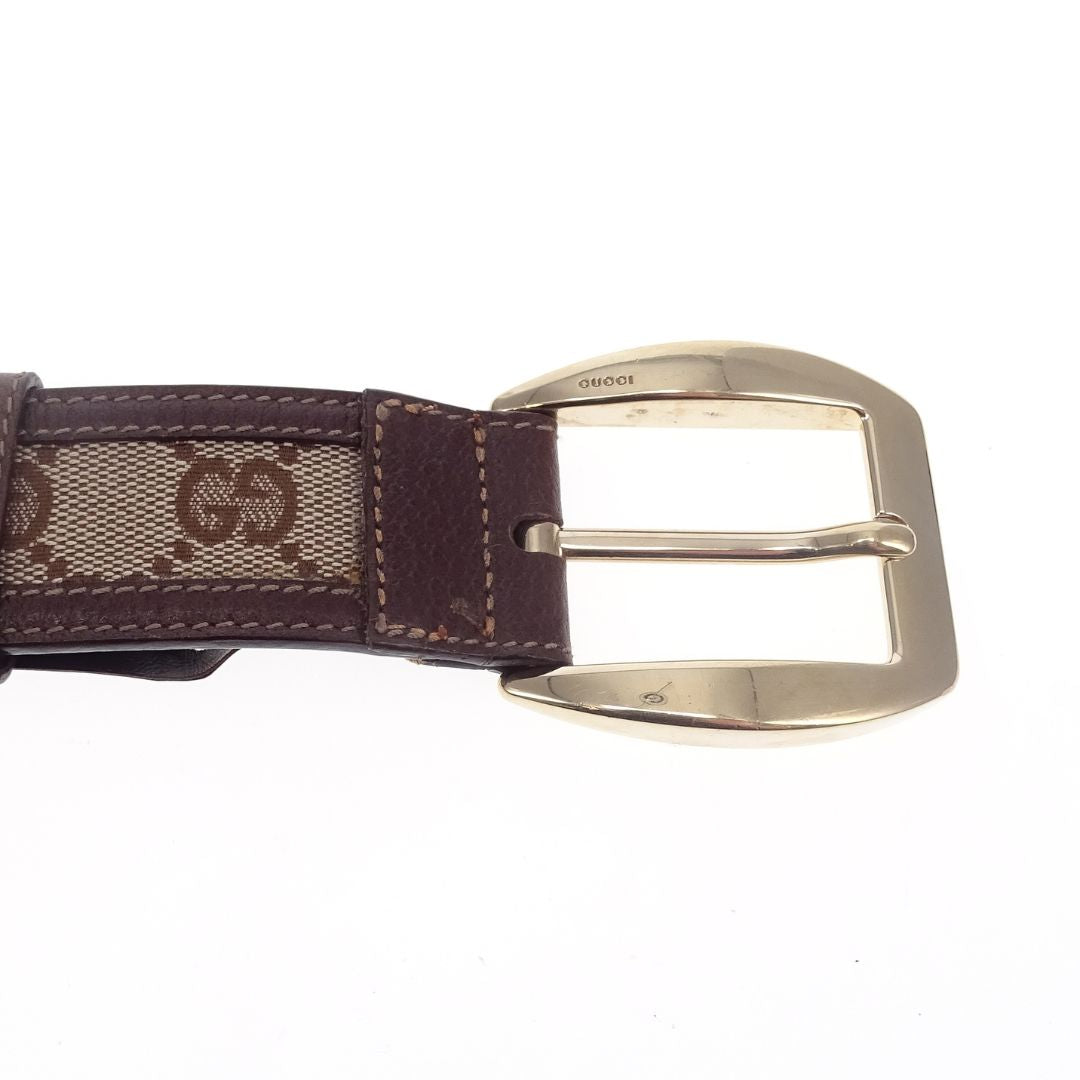 Gucci Belt GG Canvas and Brown Leather 90cm