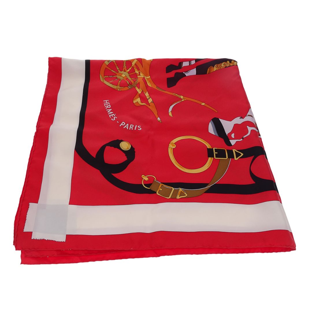 Hermes Tout En Carre Red Silk Scarf 90cm