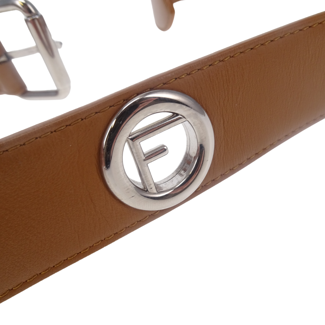 Fendi Tan Leather F Logo Belt 90cm