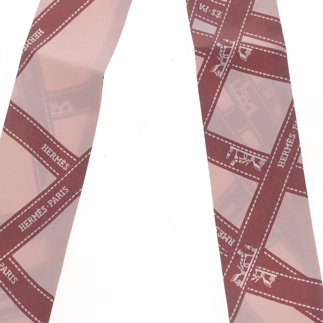 Hermes Silk Twilly Brown Ribbon Detail