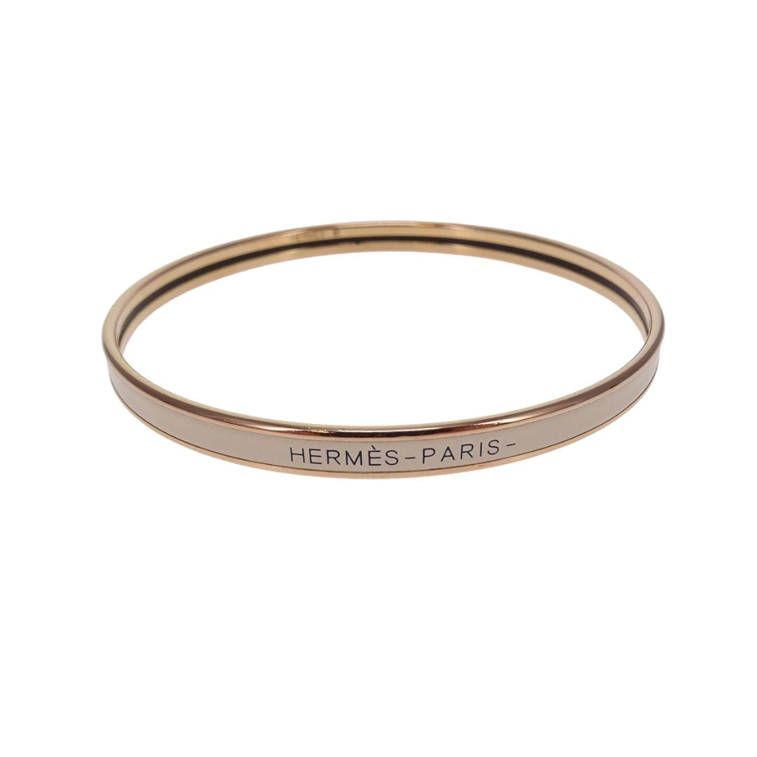Hermes Uni Bangle Crème & Gold Extra Narrow