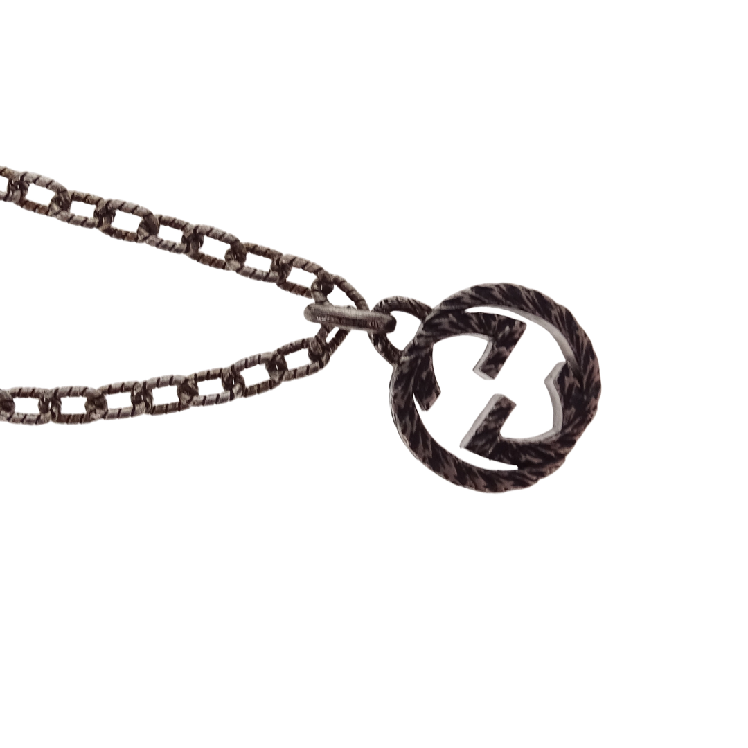Gucci Interlocking Pendant Necklace In Antiqued Metal