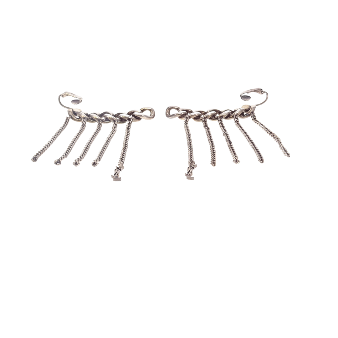 Saint Laurent Gunmetal Cascading Chain Ear Climbers