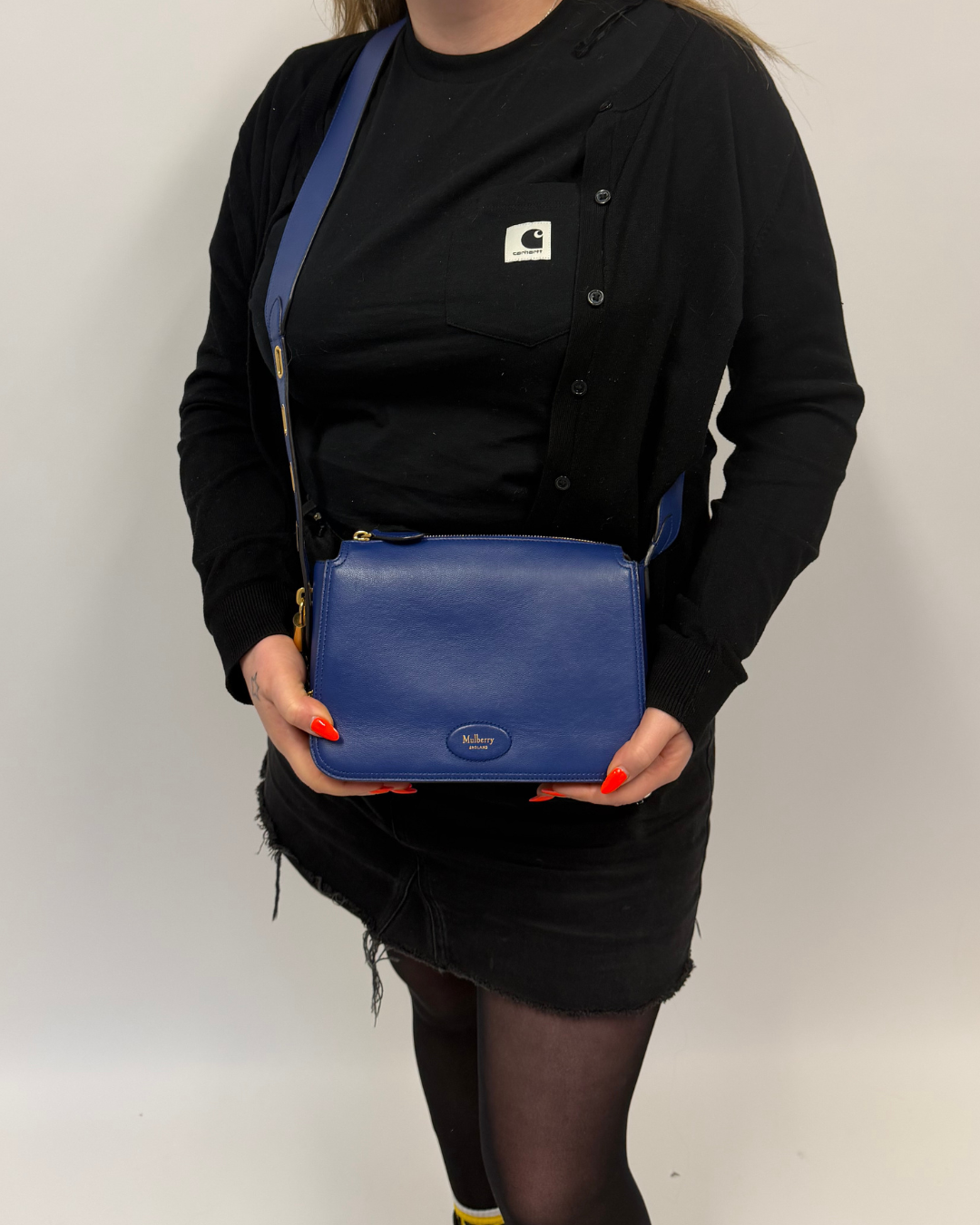 Mulberry Billie Blue Satchel Silky Calf