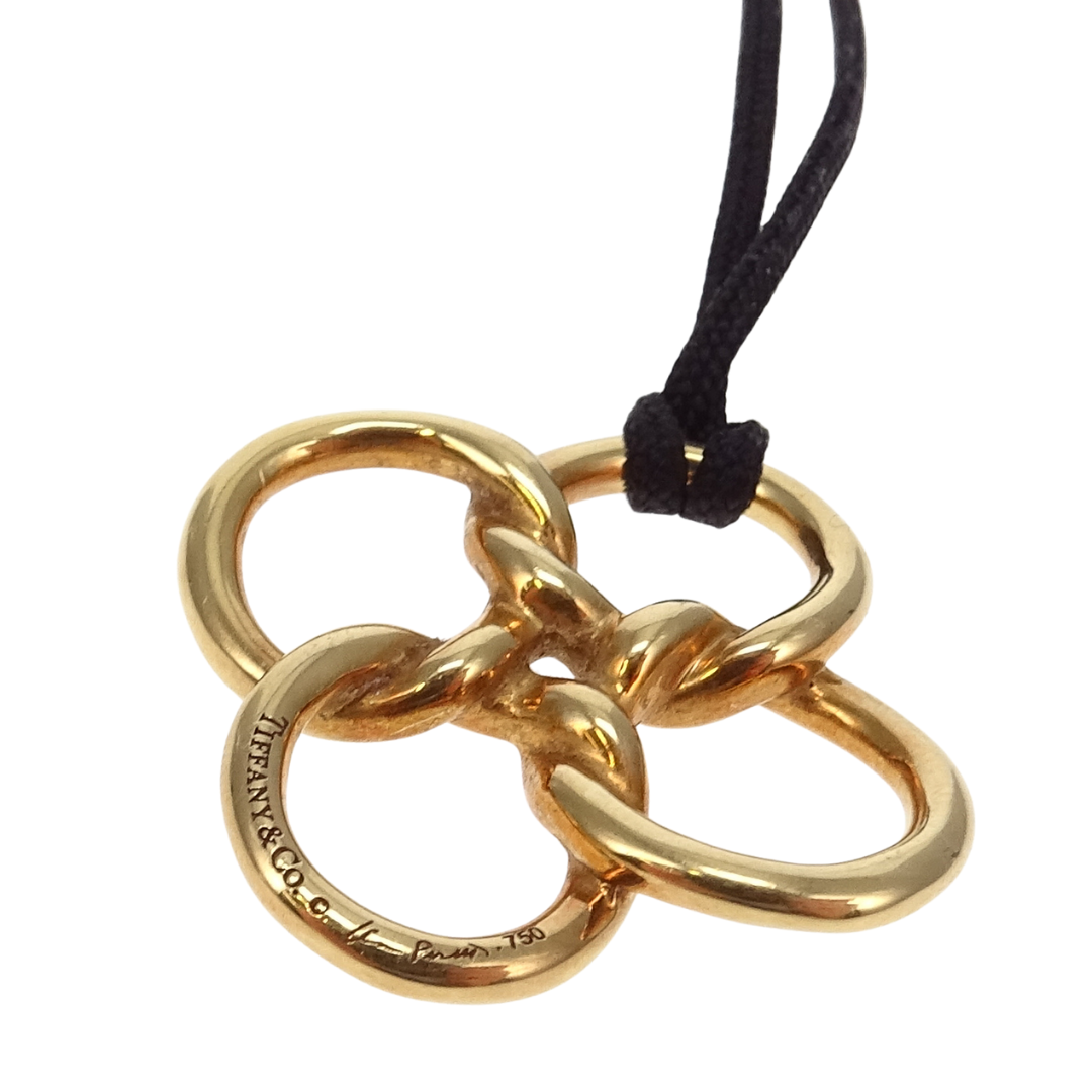 Tiffany & Co Elsa Peretti 18k Yellow Gold Quadrifoglio Pendant On Cord