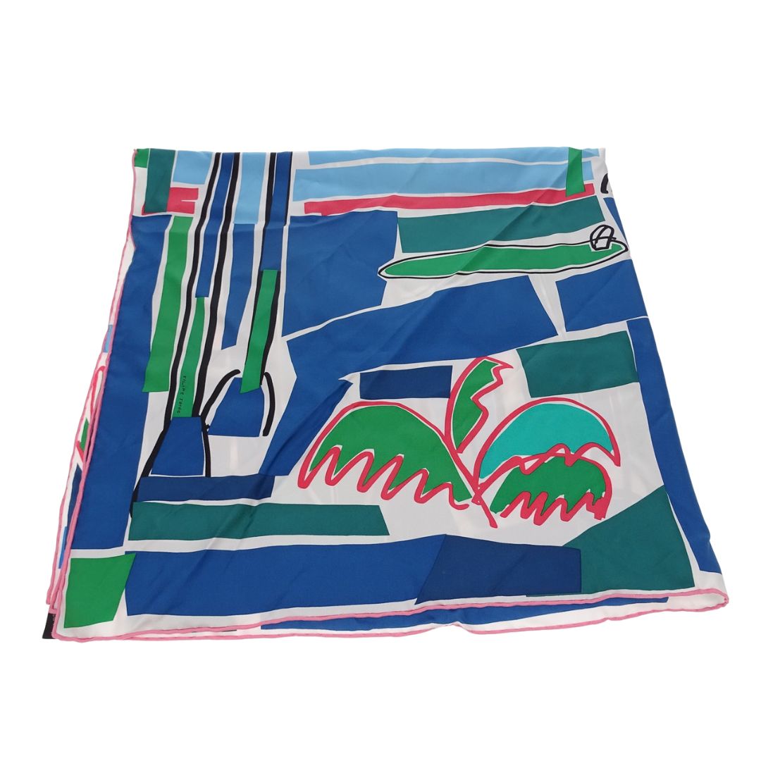 Hermes Scarf 90 Sea Surf & Fun 100% Silk
