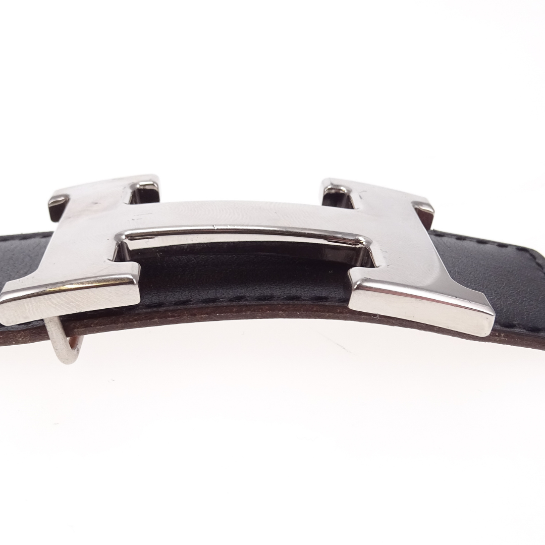 Hermes Swift & Epsom Reversible Belt With Palladium H Buckle Gold & Black 90cm 2004