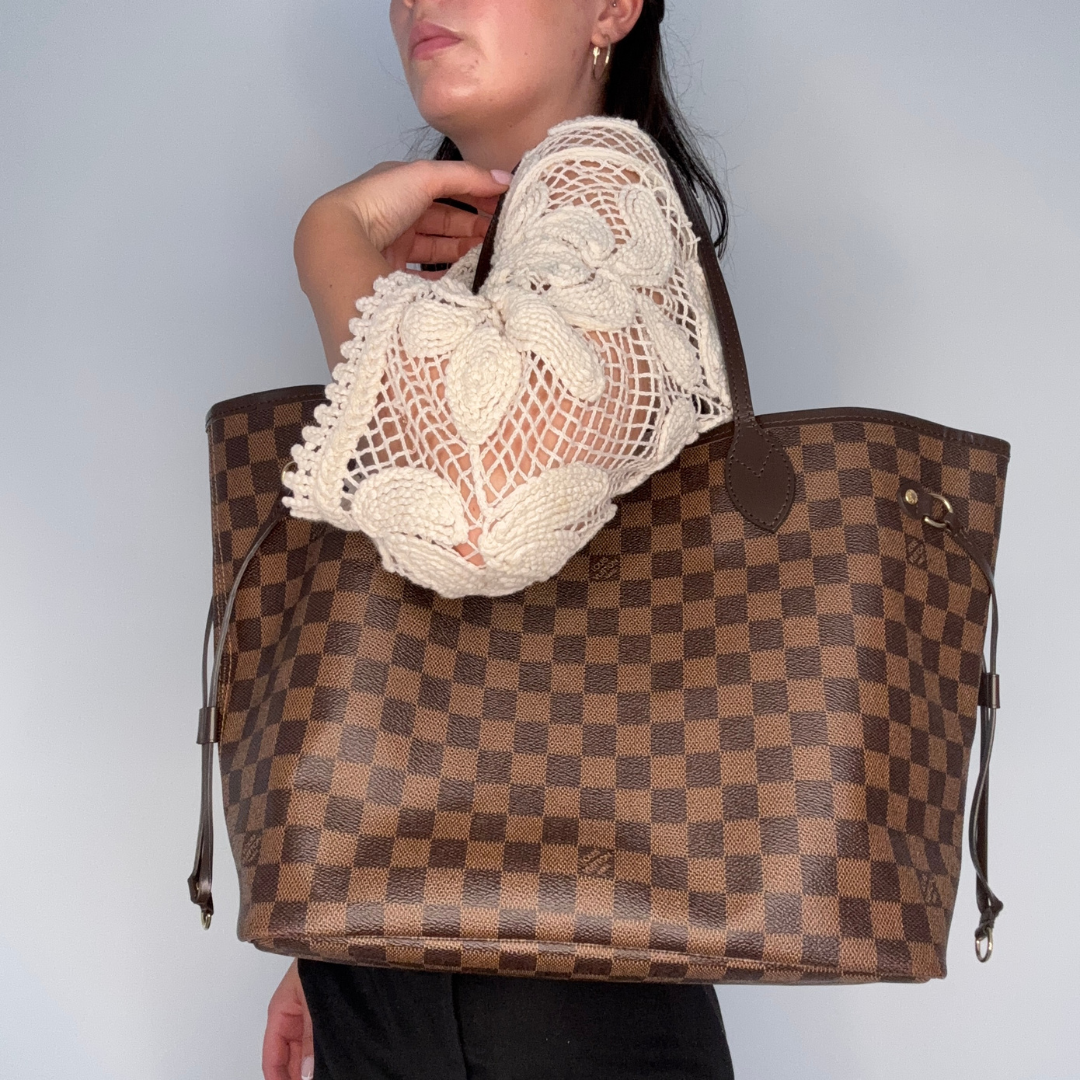 Louis Vuitton Neverfull Damier Ebene & Rose Ballerine AR4148