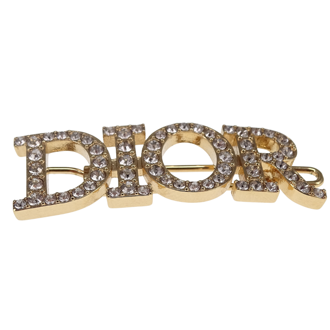 Dior Crystal Dior Logo Barrette Hair Clip