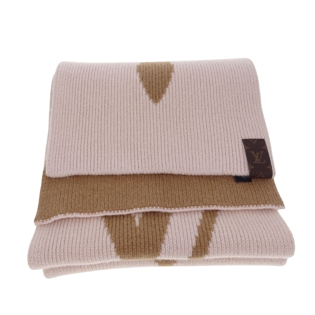 Louis Vuitton Flight Mode Medallion Scarf Wool In Camel And Rose